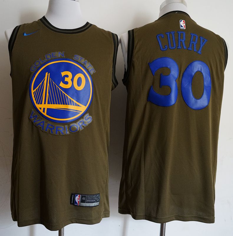 Men Golden State Warriors #30 Curry Military green Game Nike NBA Jerseys